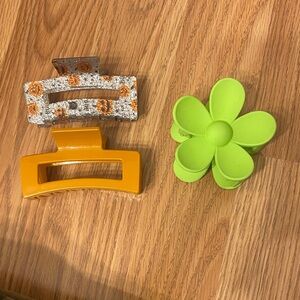 Set of Hair Clips - Orange, Green, Silver Halloween